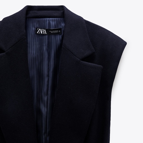 NEW ZARA WOOL BLEND SHOULDER PAD VEST XS - Picture 4 of 12